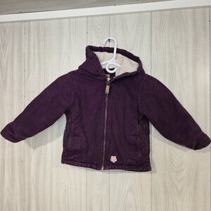Berne Toddler Plum Sherpa Lined Duck Hooded Jacket 4T Carhartt Style Coat